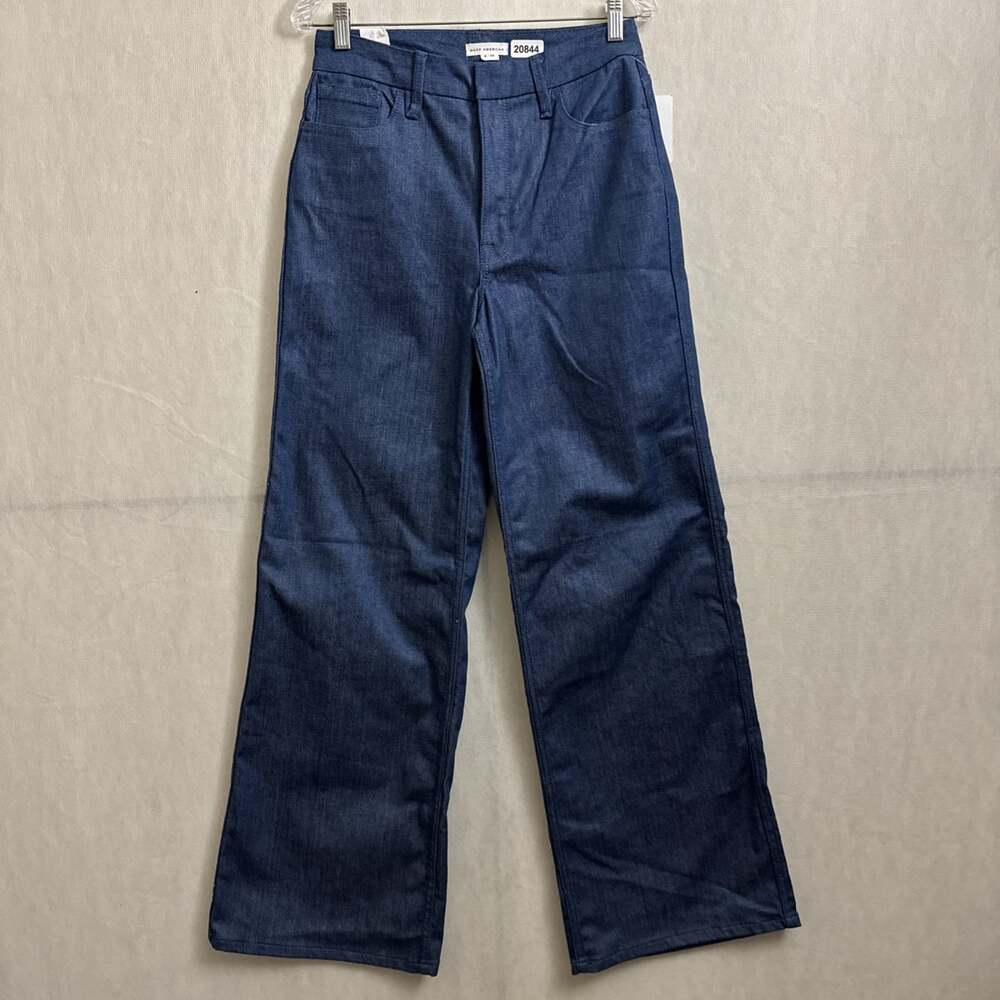 Good American Women's Size 6/28 Dark Wash Wide Leg Good Skate Jeans